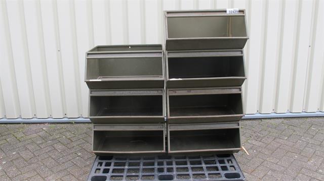 Magazijn magazijnbakken van metaal / 7 stuks